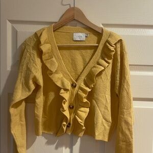 Lush Yellow Ruffled Cardigan